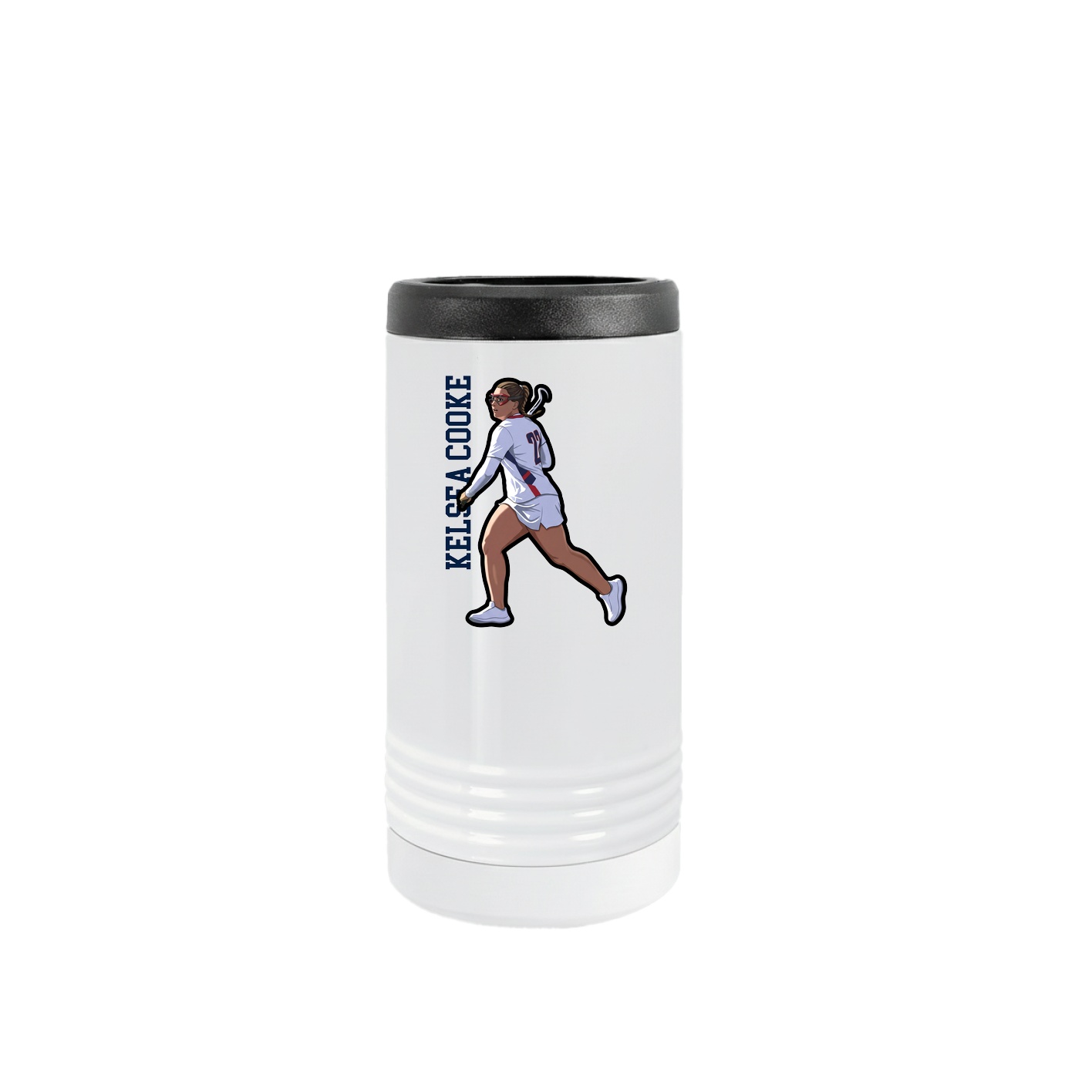 Slim Beverage Holder — Name Vertical in White