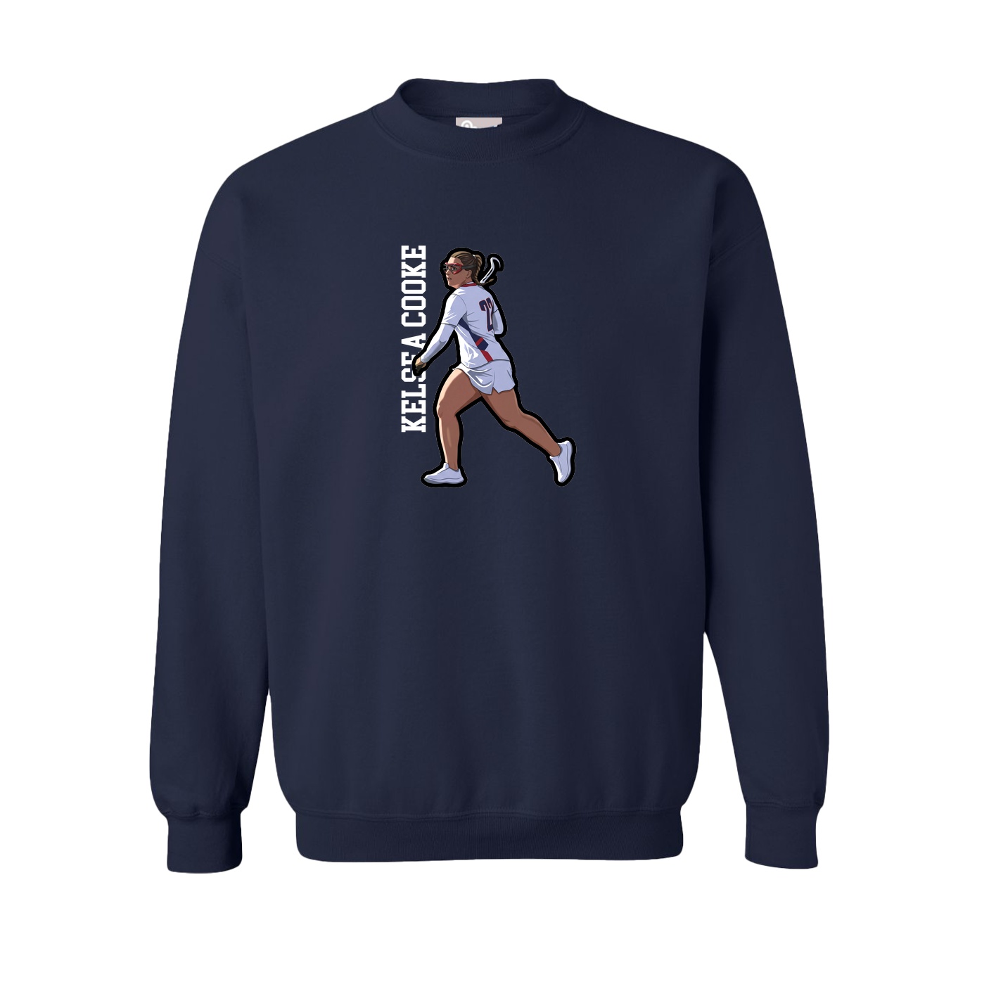 Fleece Crew — Name Vertical in Navy