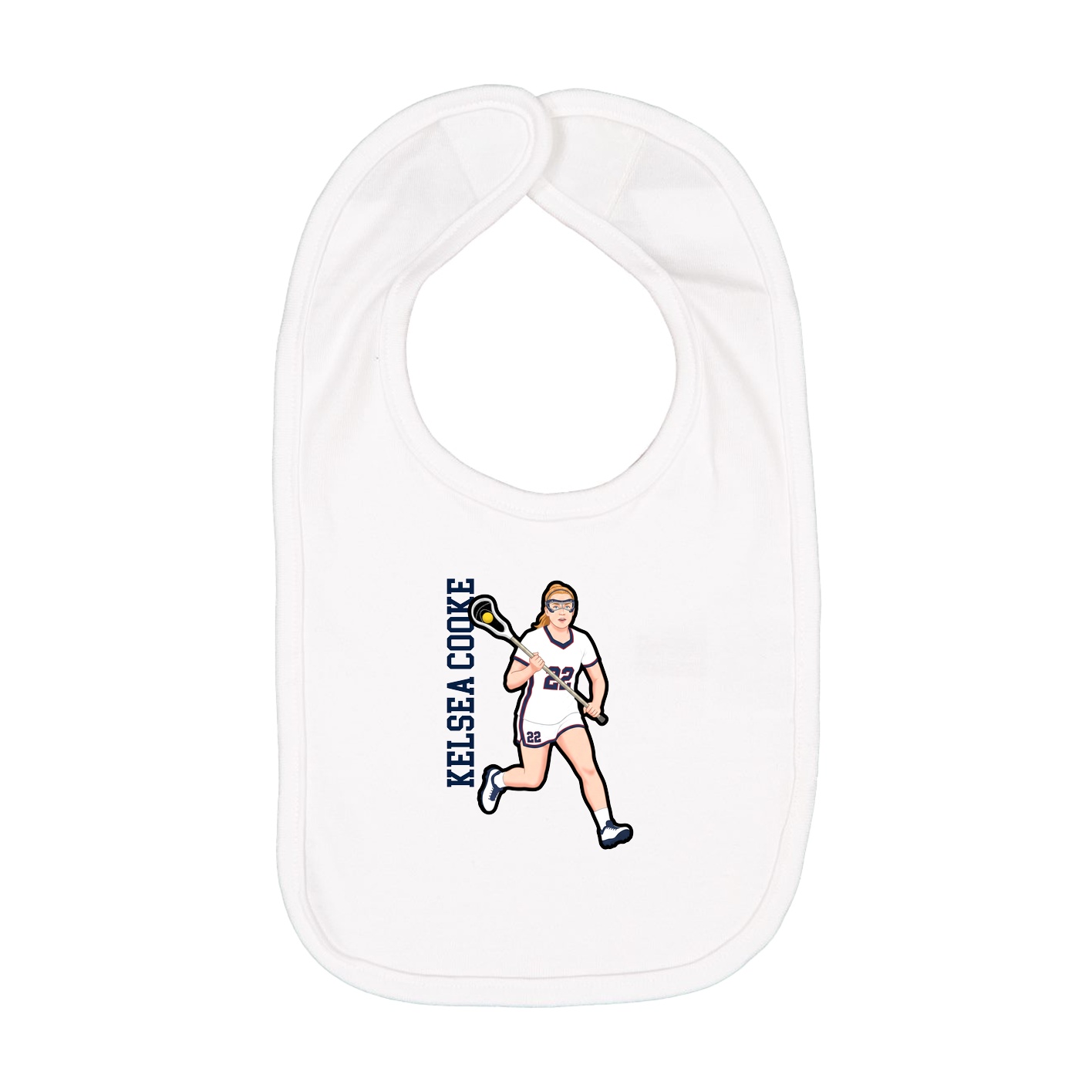 Infant Bib — Name Vertical in White