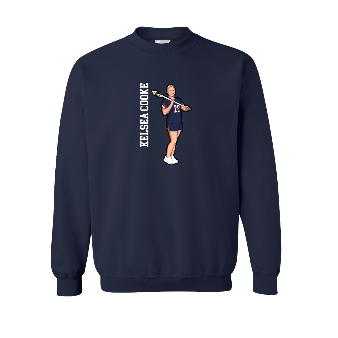 Fleece Crew — Name Vertical in Navy