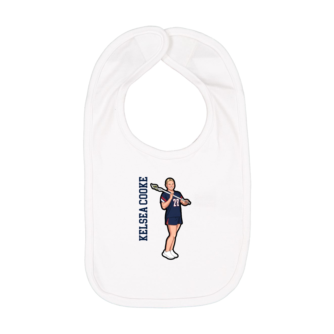 Infant Bib — Name Vertical in White