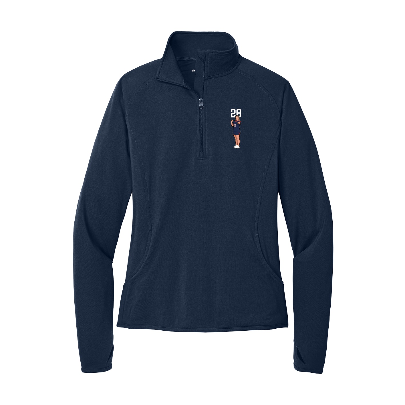 Women's Q-Zip Pullover — Number Top in Navy