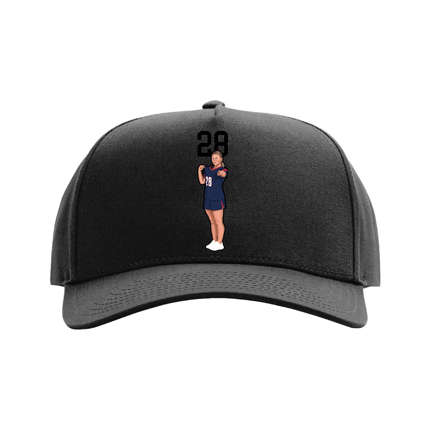 Full Fabric Five-Panel Champ Cap — Number Top in Black