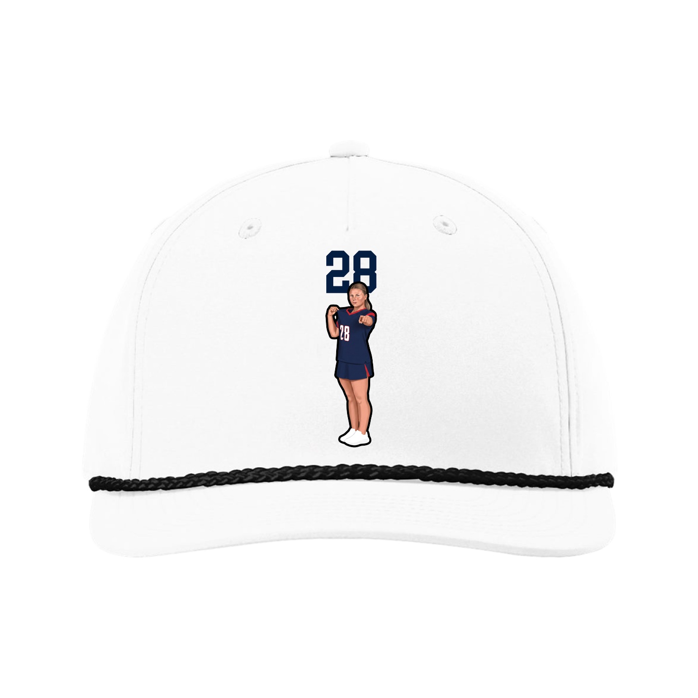Five-Panel Classic Rope Cap — Number Top in White