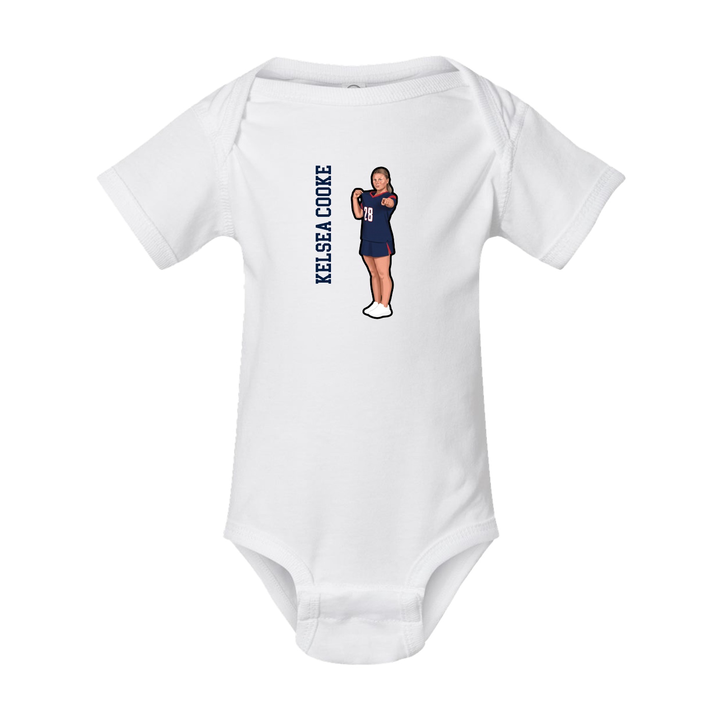 Baby Onesie — Name Vertical in White