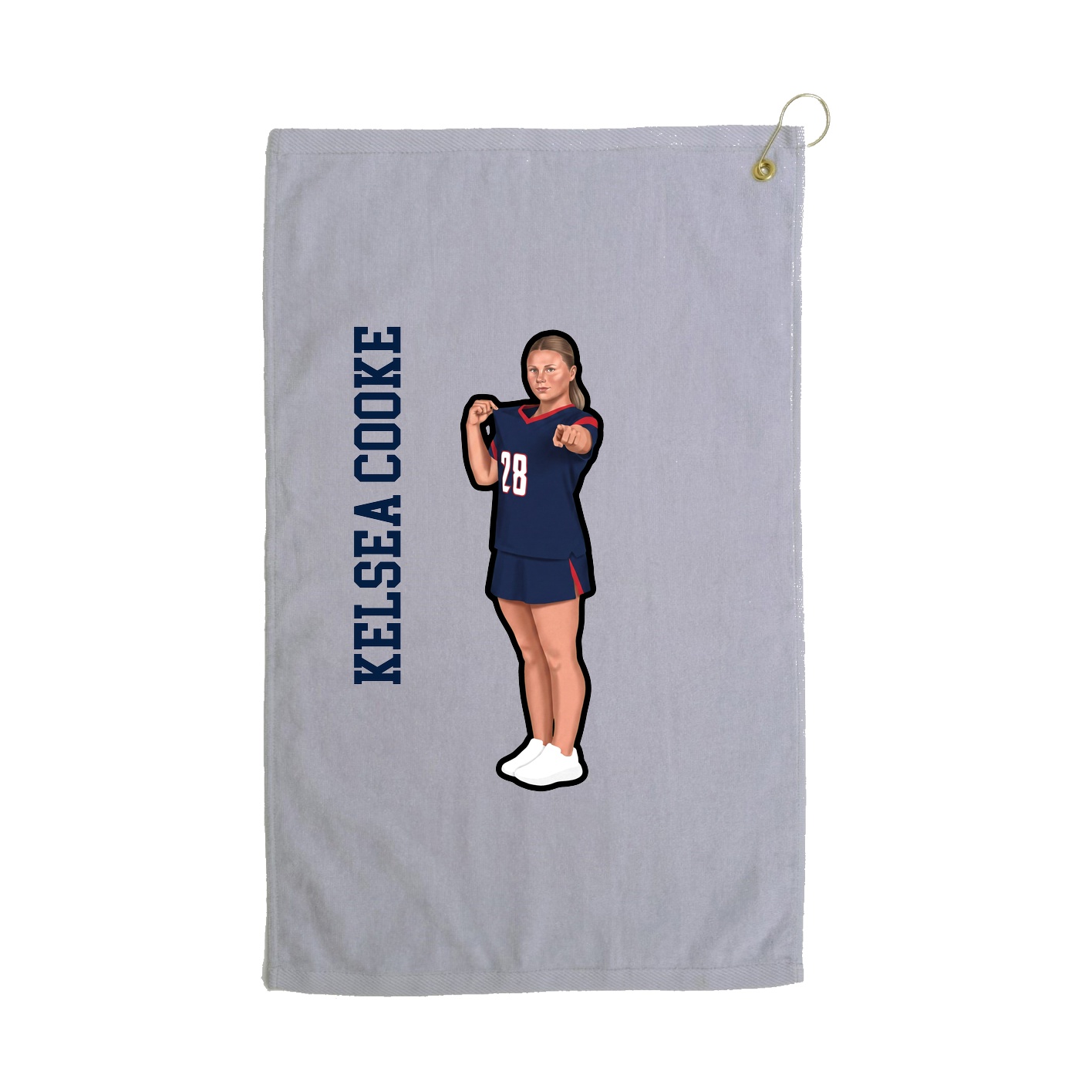 Golf Towel — Name Vertical in Grey