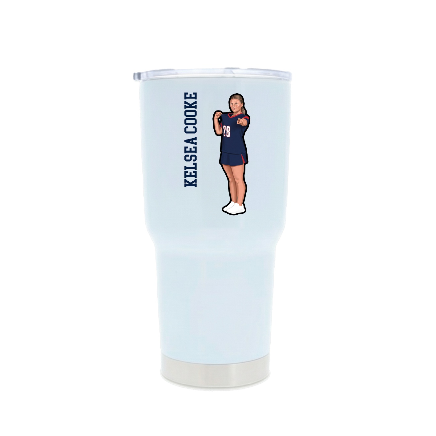 30oz Stainless Steel Tumbler — Name Vertical in White