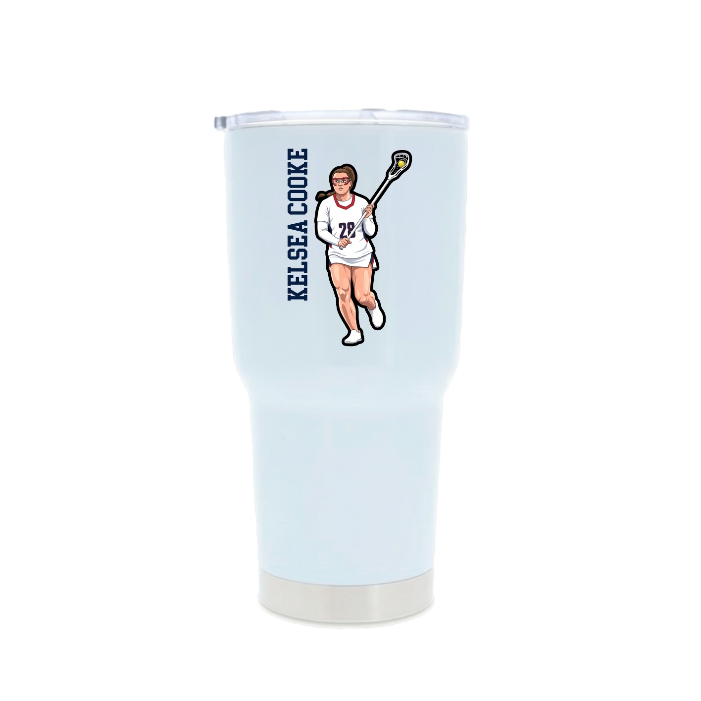 30oz Stainless Steel Tumbler — Name Vertical in White