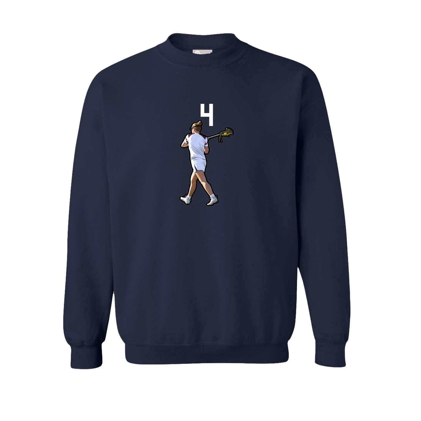 Fleece Crew — Number Top in Navy