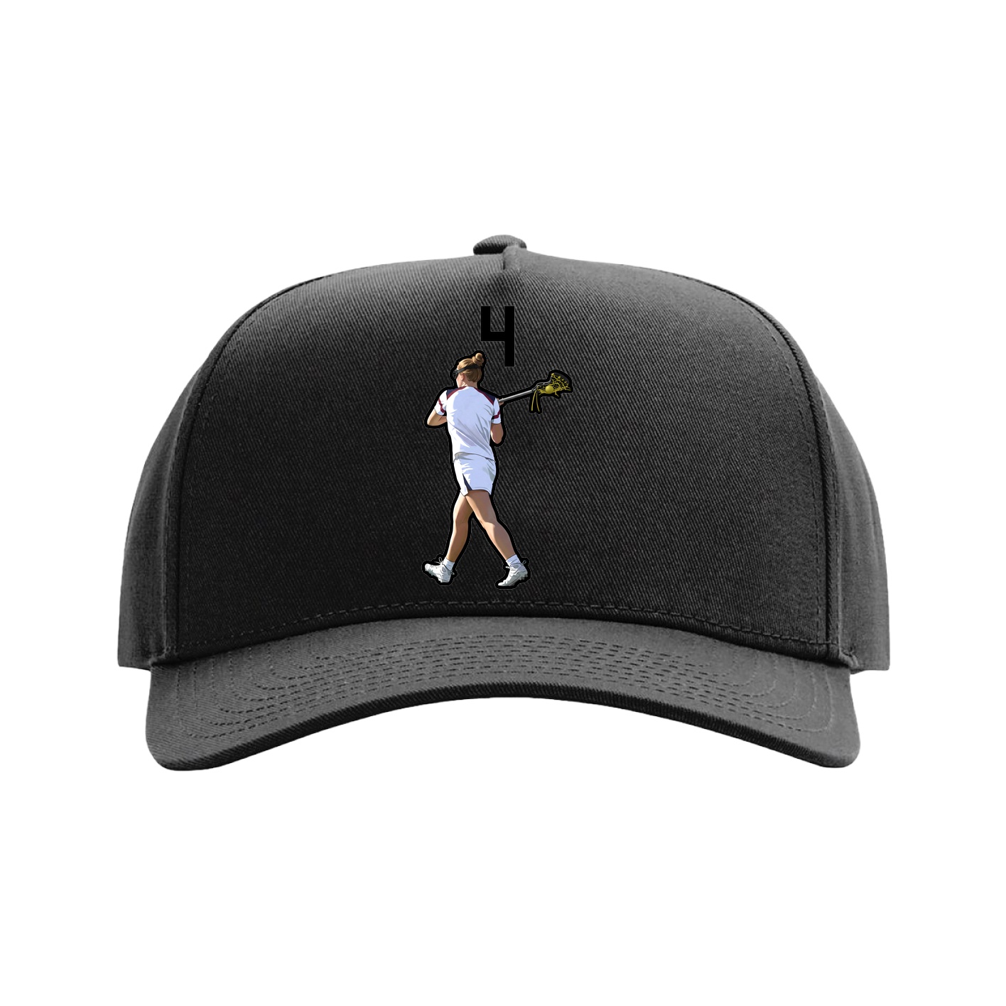Full Fabric Five-Panel Champ Cap — Number Top in Black