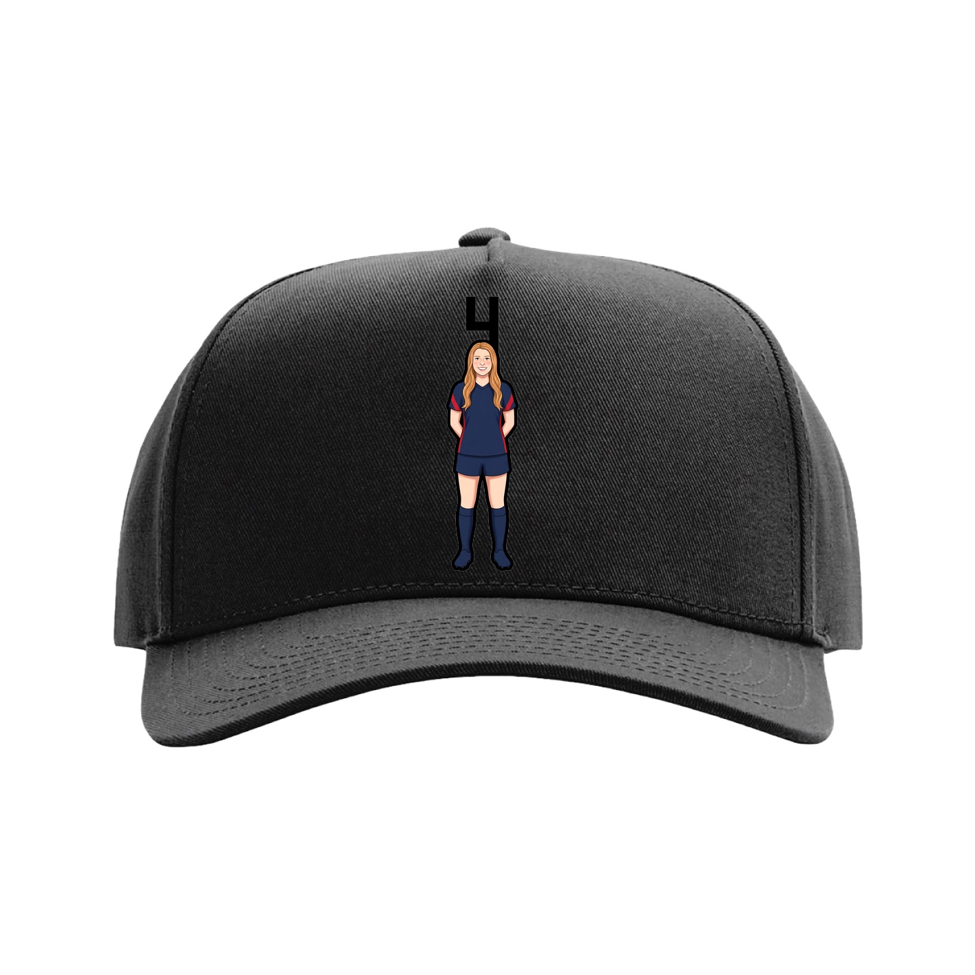 Full Fabric Five-Panel Champ Cap — Number Top in Black