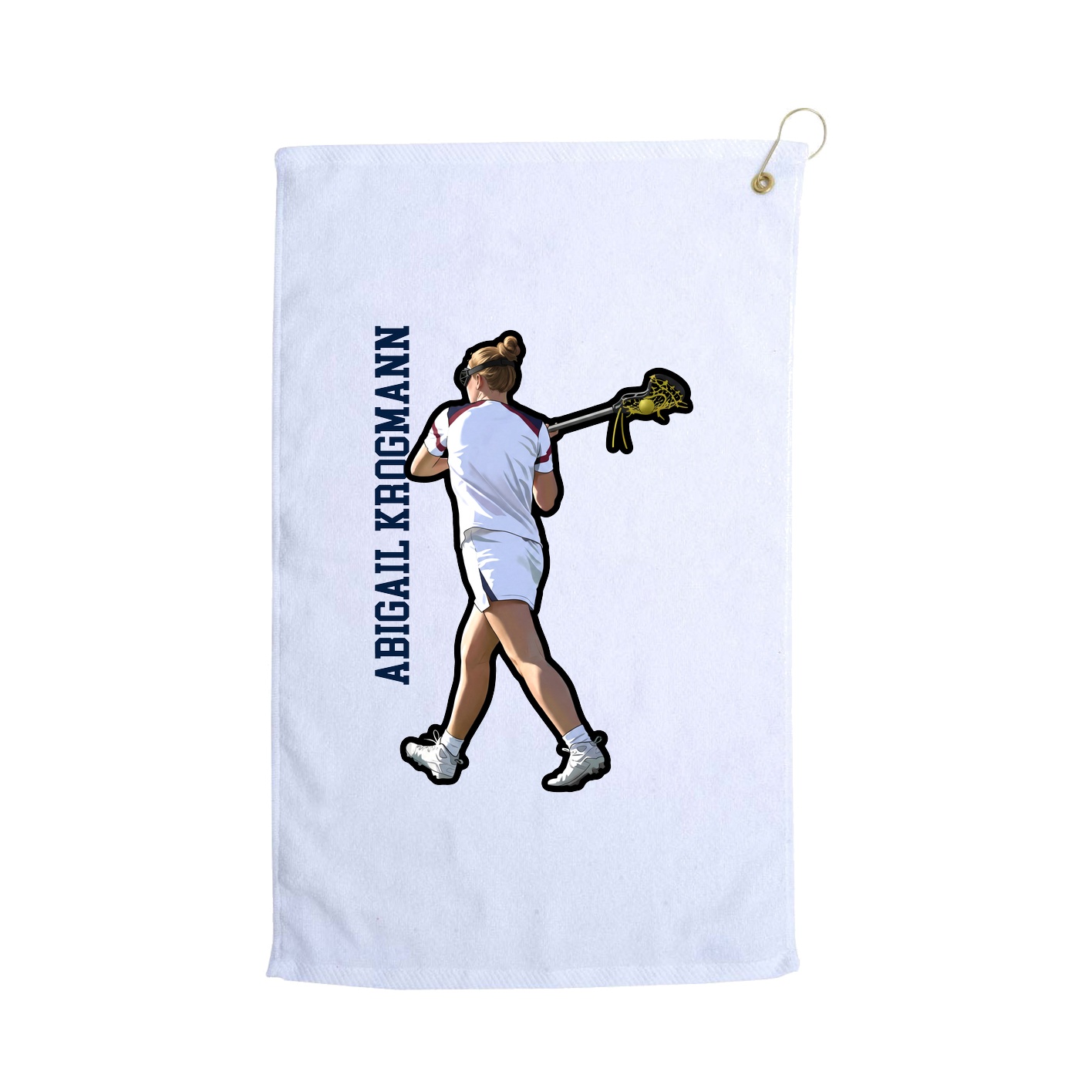 Golf Towel — Name Vertical in White
