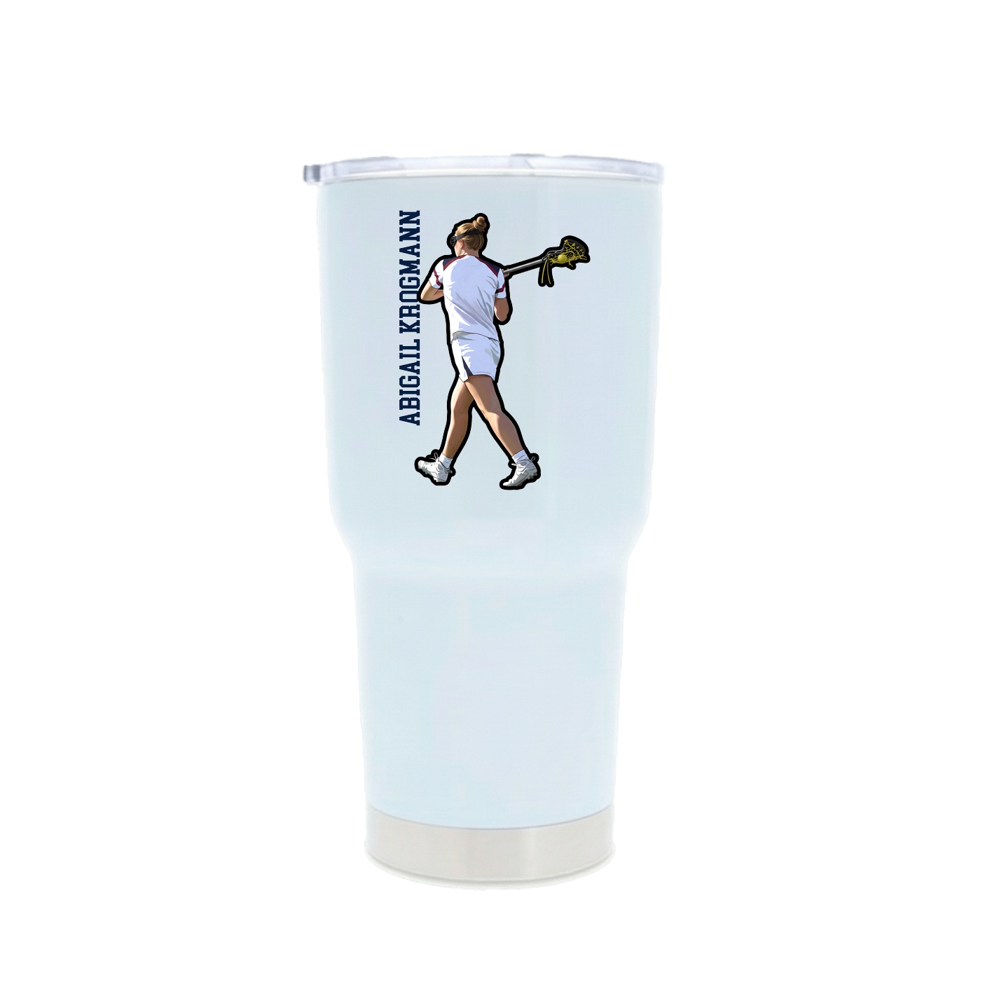 30oz Stainless Steel Tumbler — Name Vertical in White