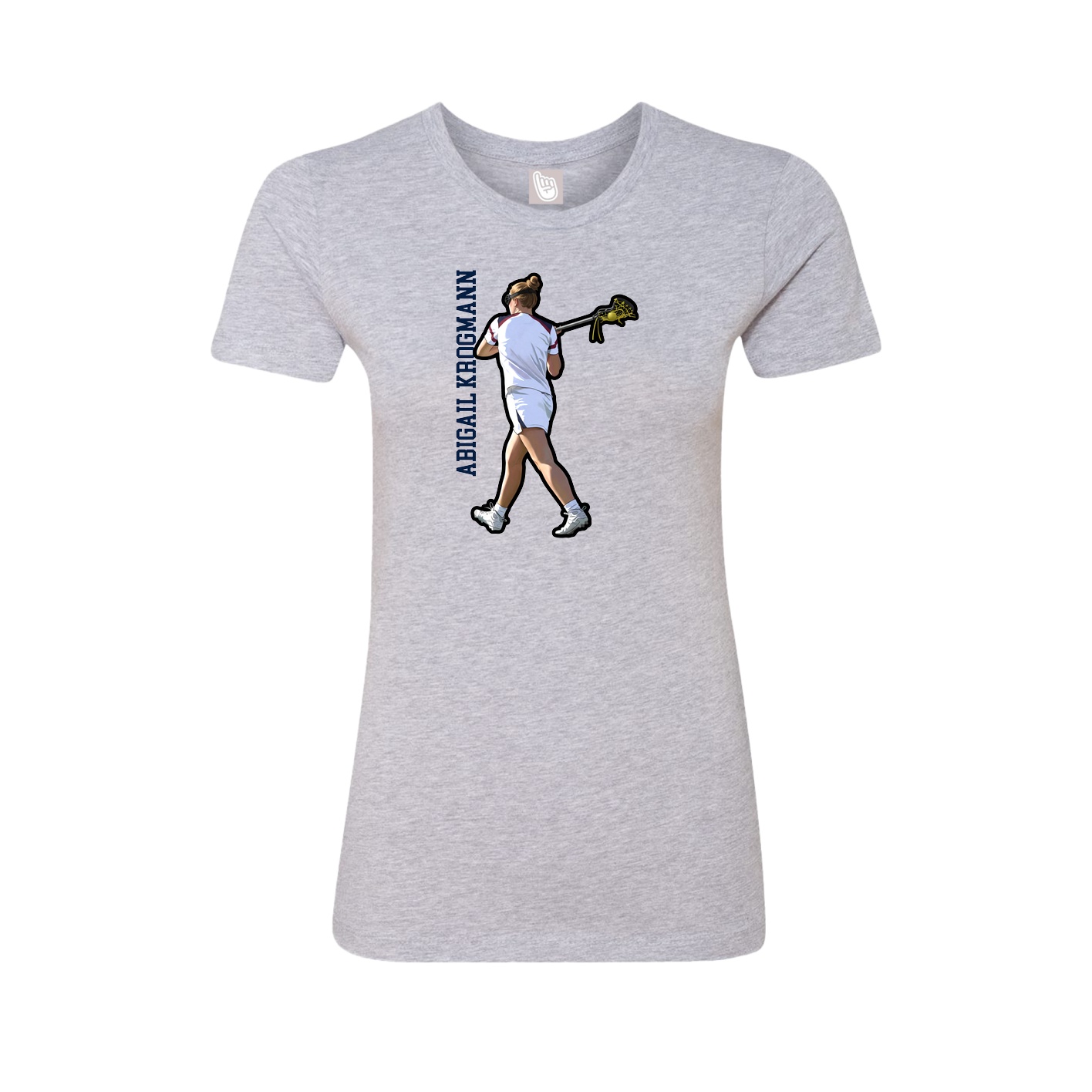 Fitted Women's Tee — Name Vertical in Grey