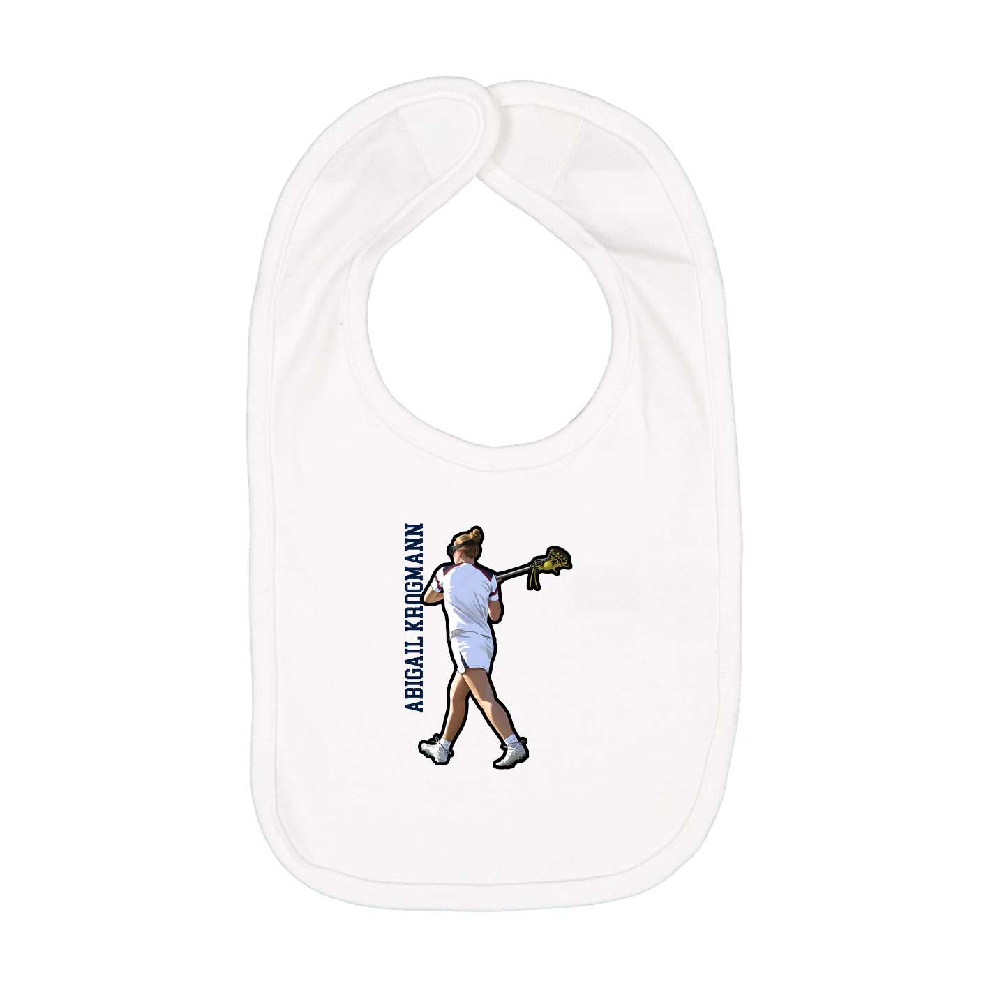 Infant Bib — Name Vertical in White