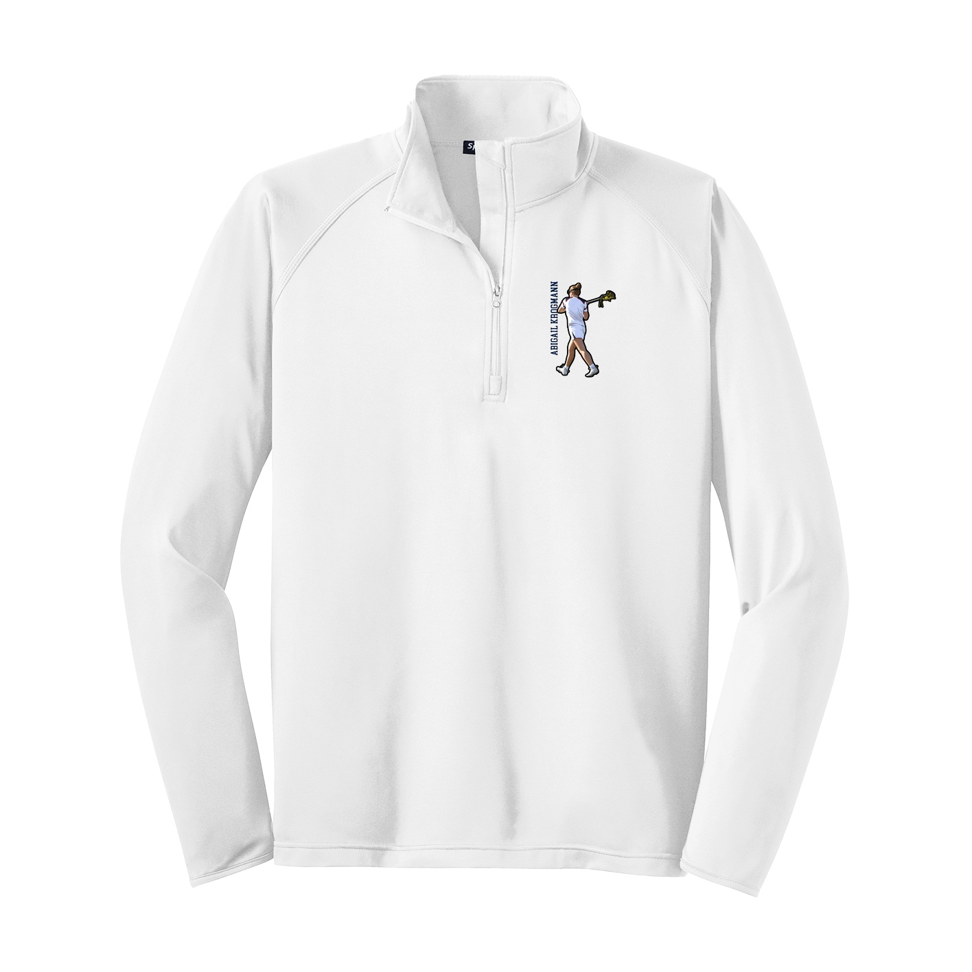 Q-Zip Pullover — Name Vertical in White