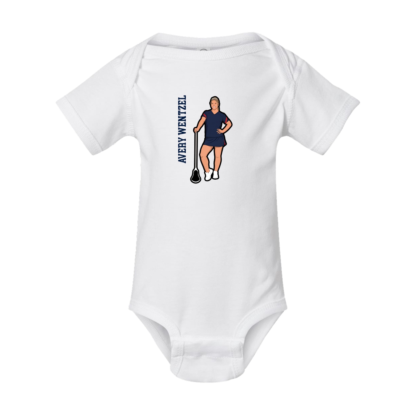 Baby Onesie — Name Vertical in White