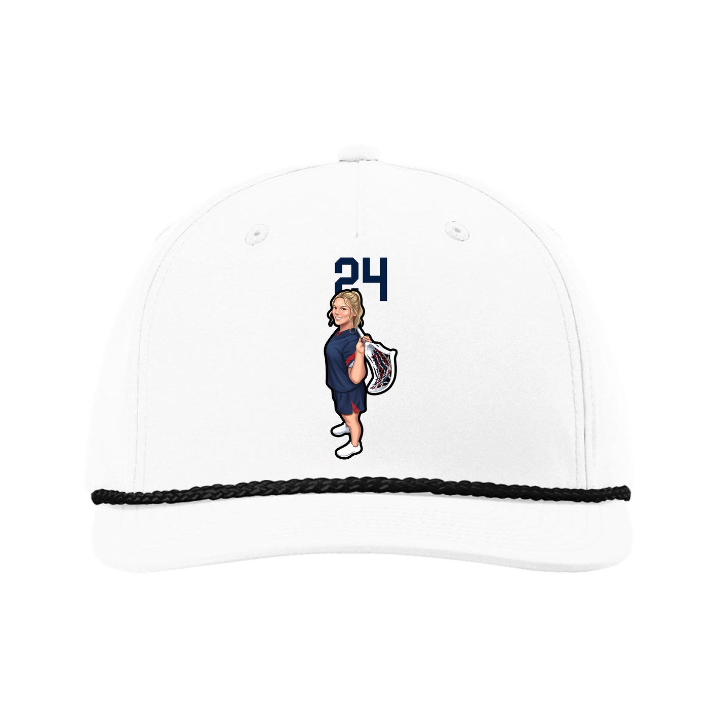 Five-Panel Classic Rope Cap — Number Top in White
