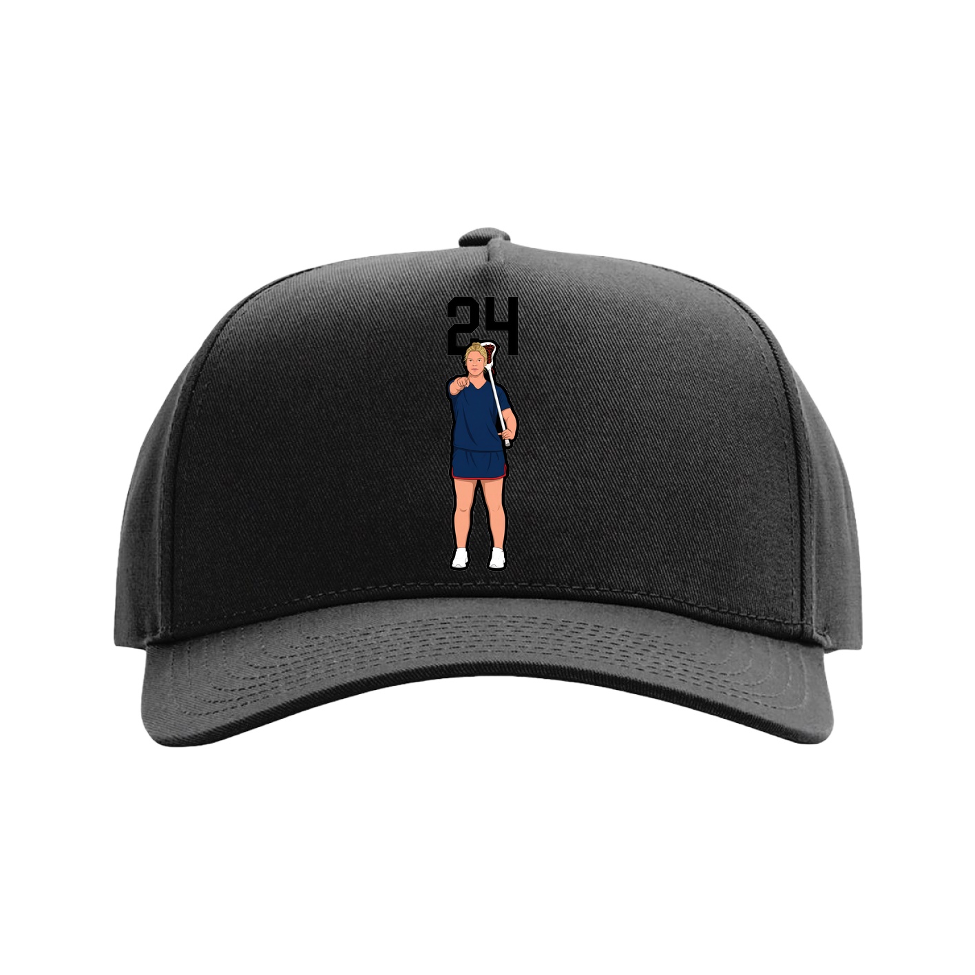 Full Fabric Five-Panel Champ Cap — Number Top in Black