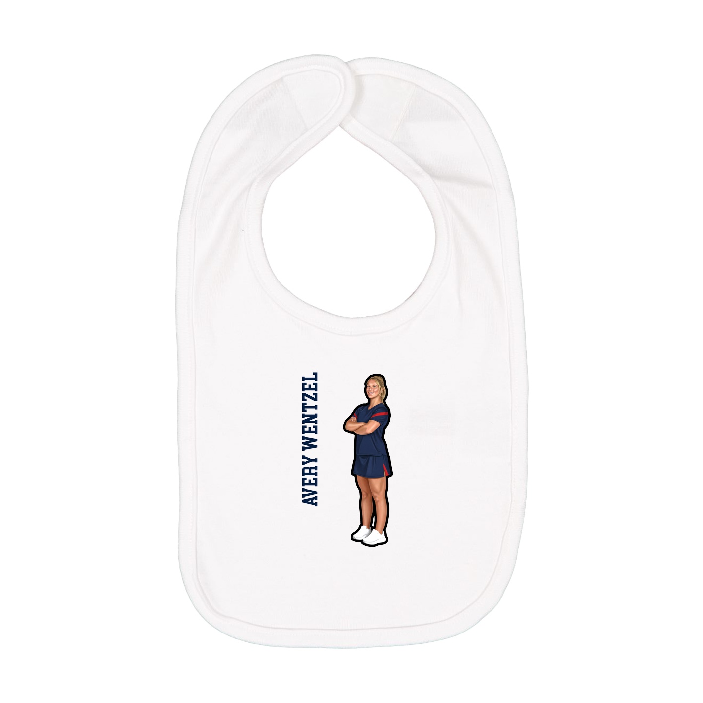 Infant Bib — Name Vertical in White