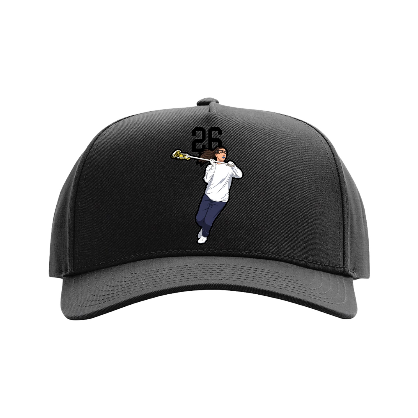 Full Fabric Five-Panel Champ Cap — Number Top in Black