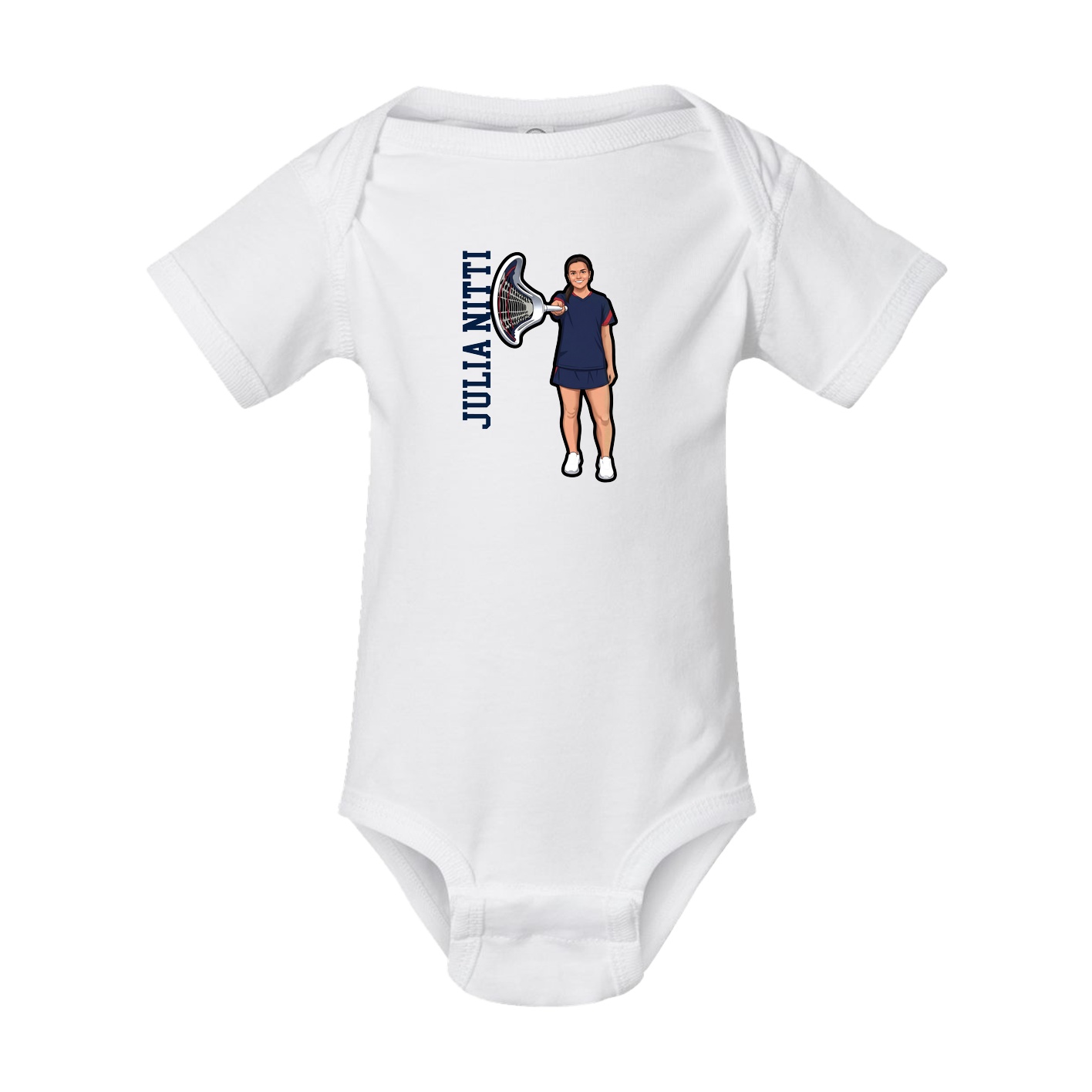 Baby Onesie — Name Vertical in White