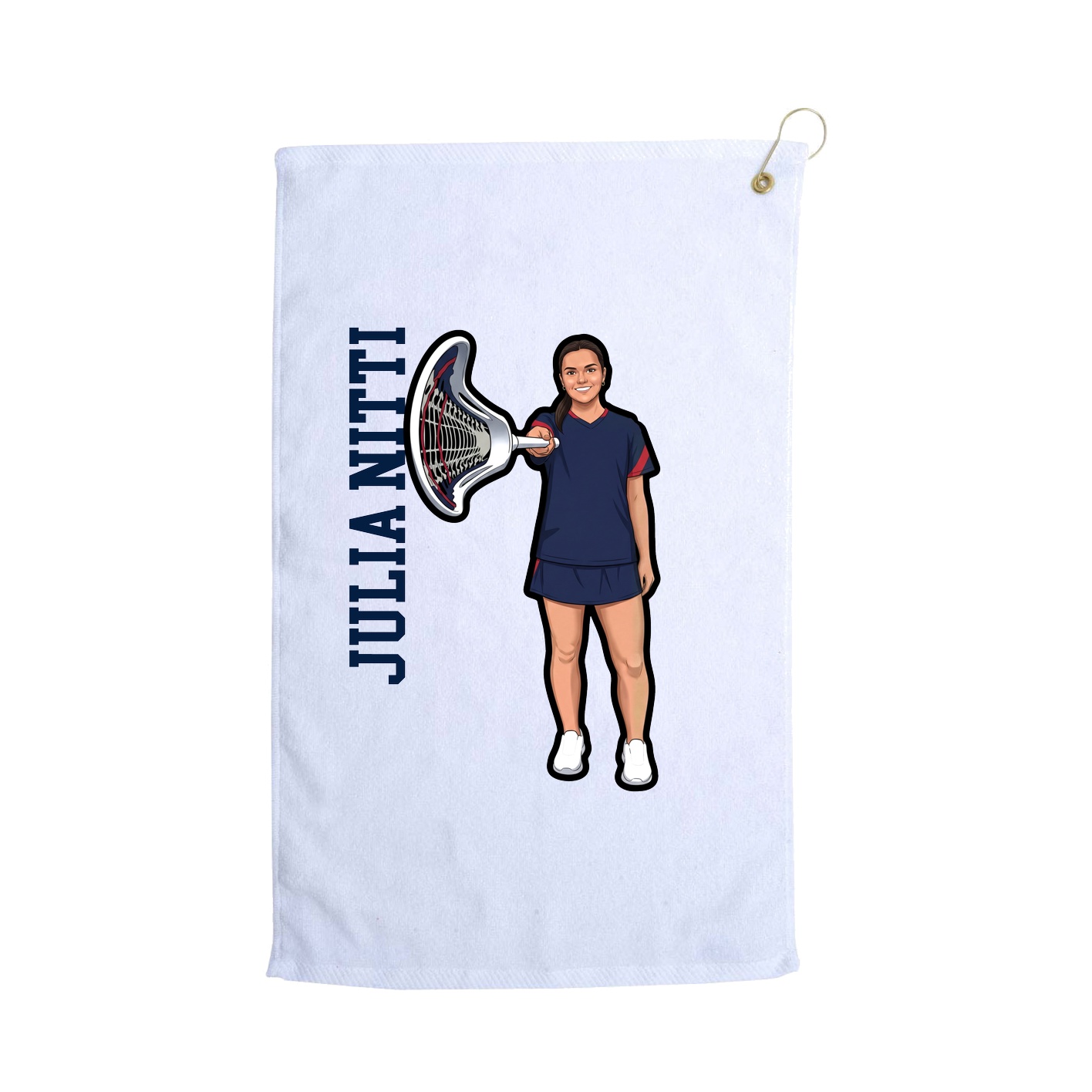 Golf Towel — Name Vertical in White