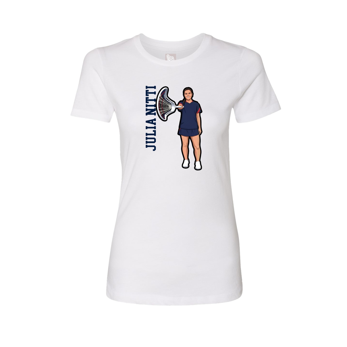 Fitted Women's Tee — Name Vertical in White