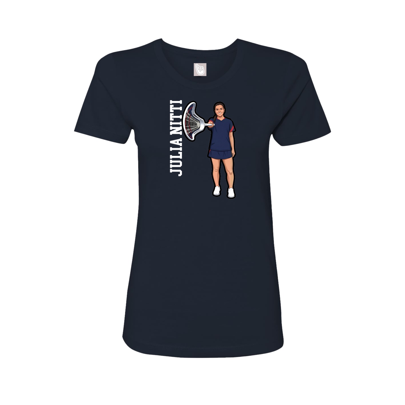 Womens Tee — Name Vertical in Navy
