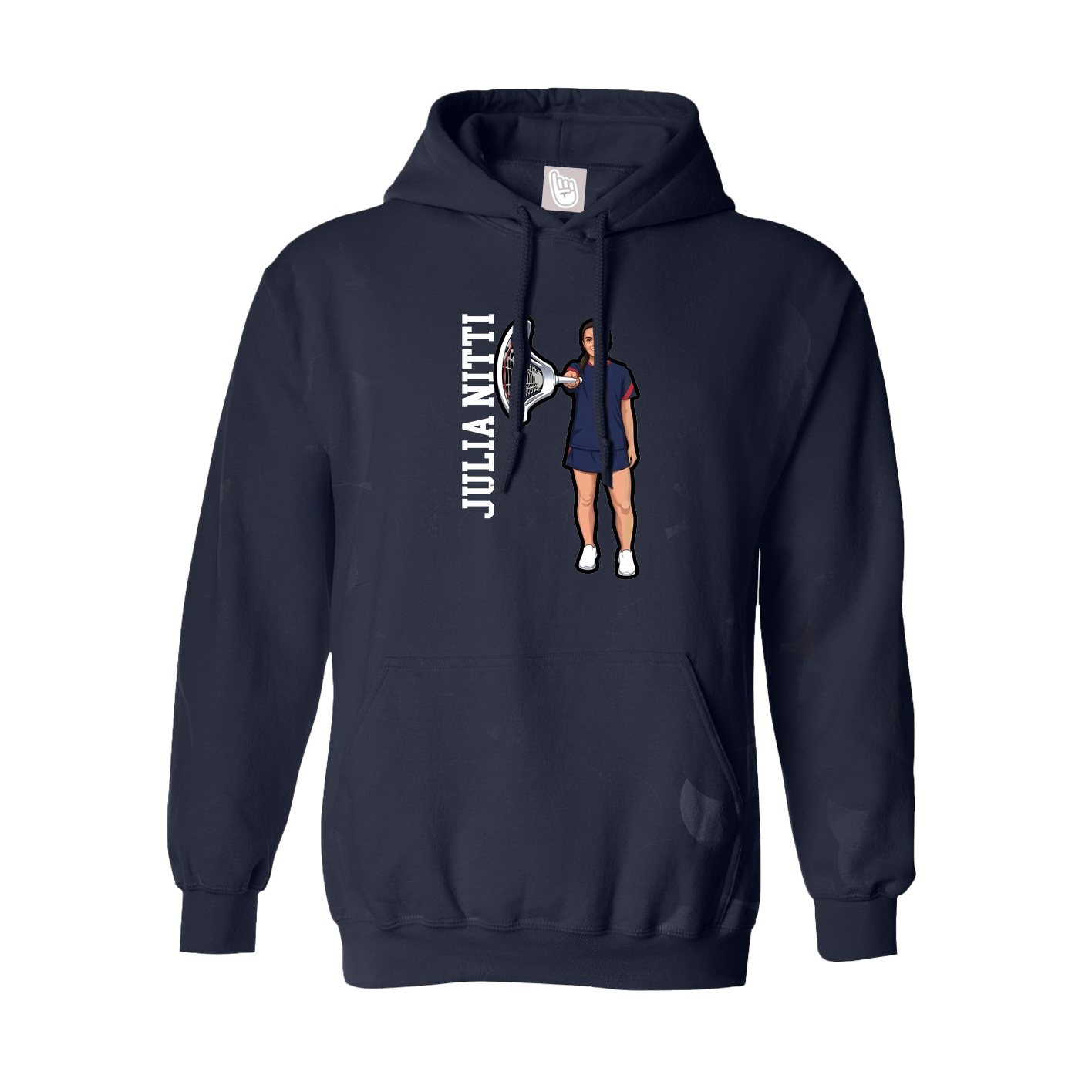 Hoodie — Name Vertical in Navy