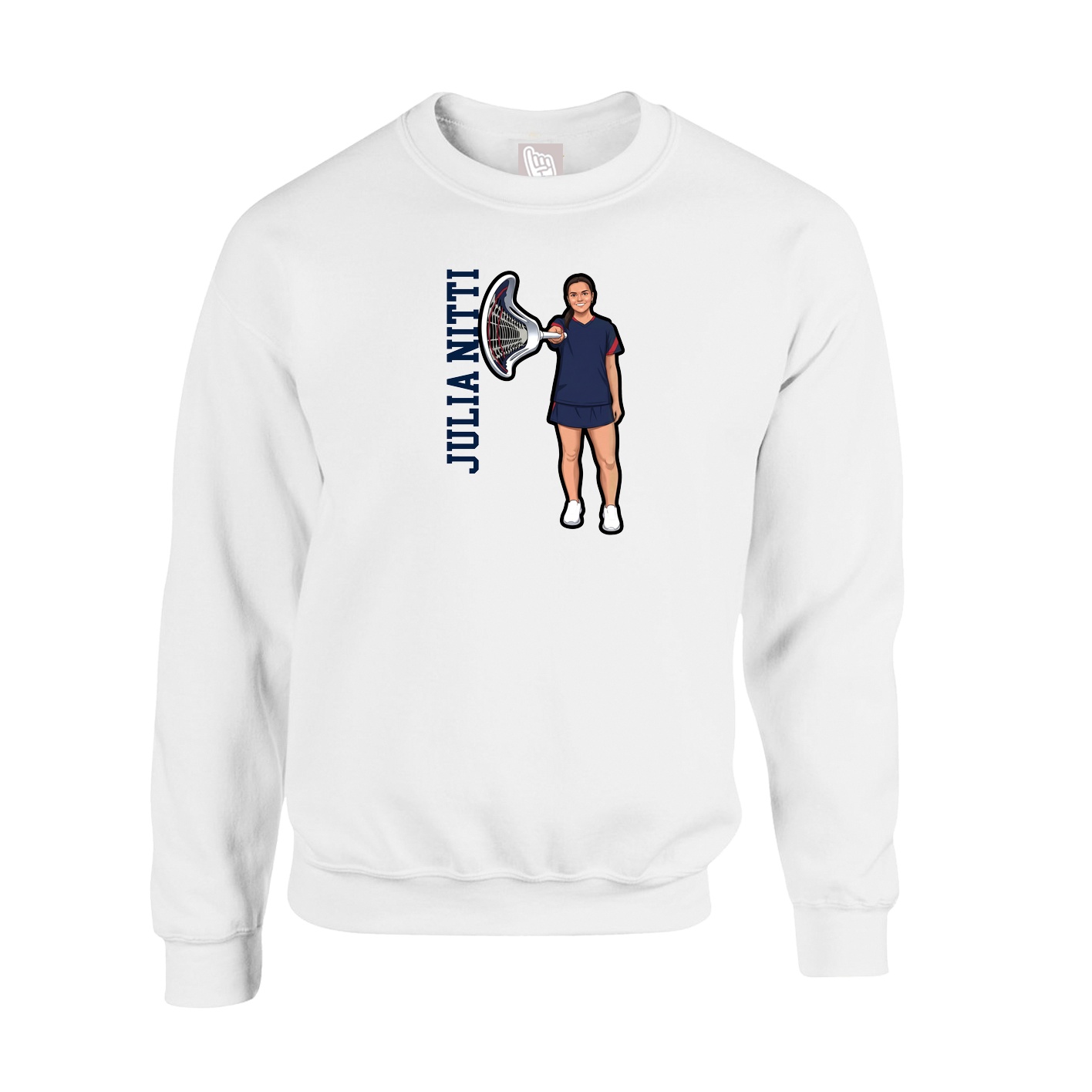 Fleece Crew — Name Vertical in White