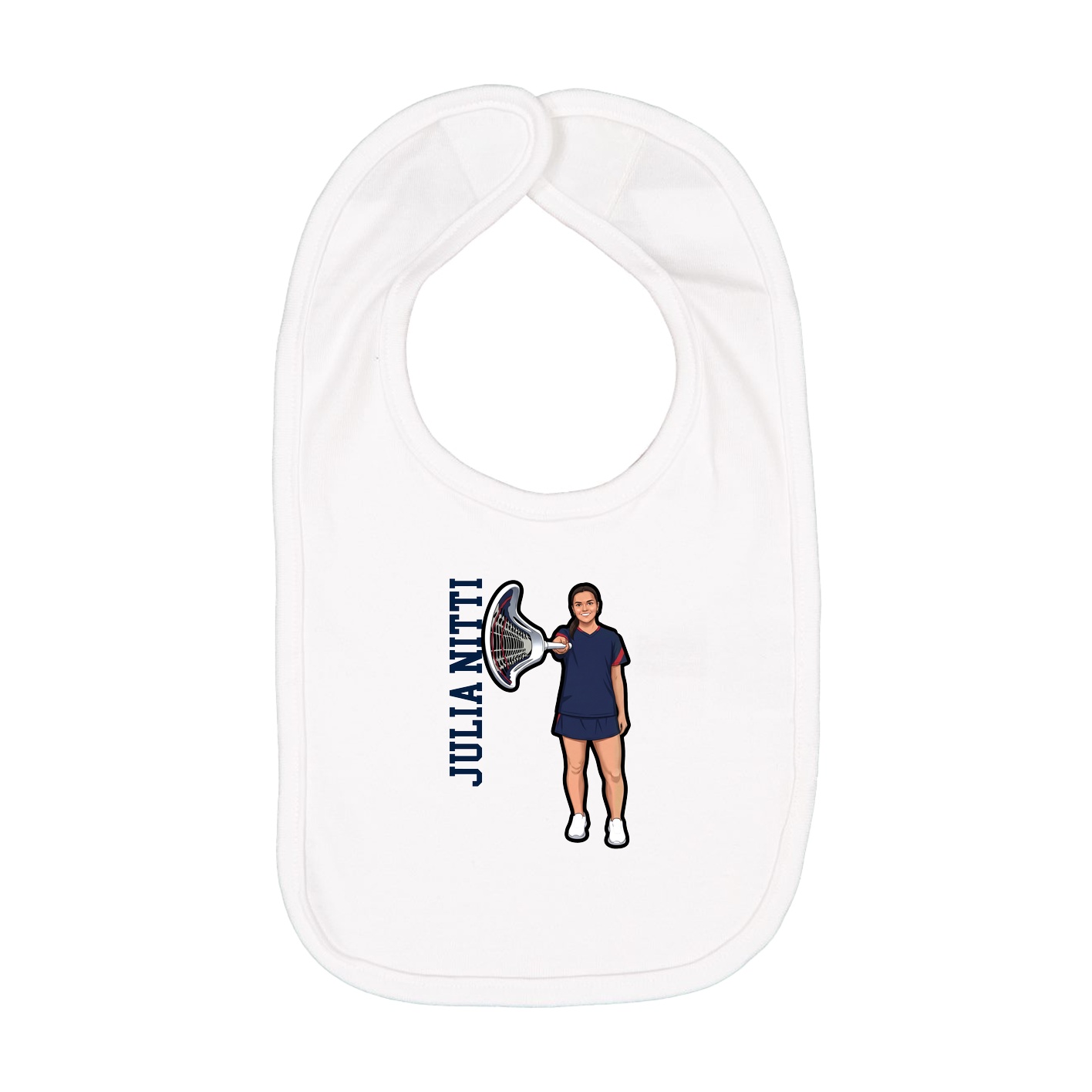 Infant Bib — Name Vertical in White