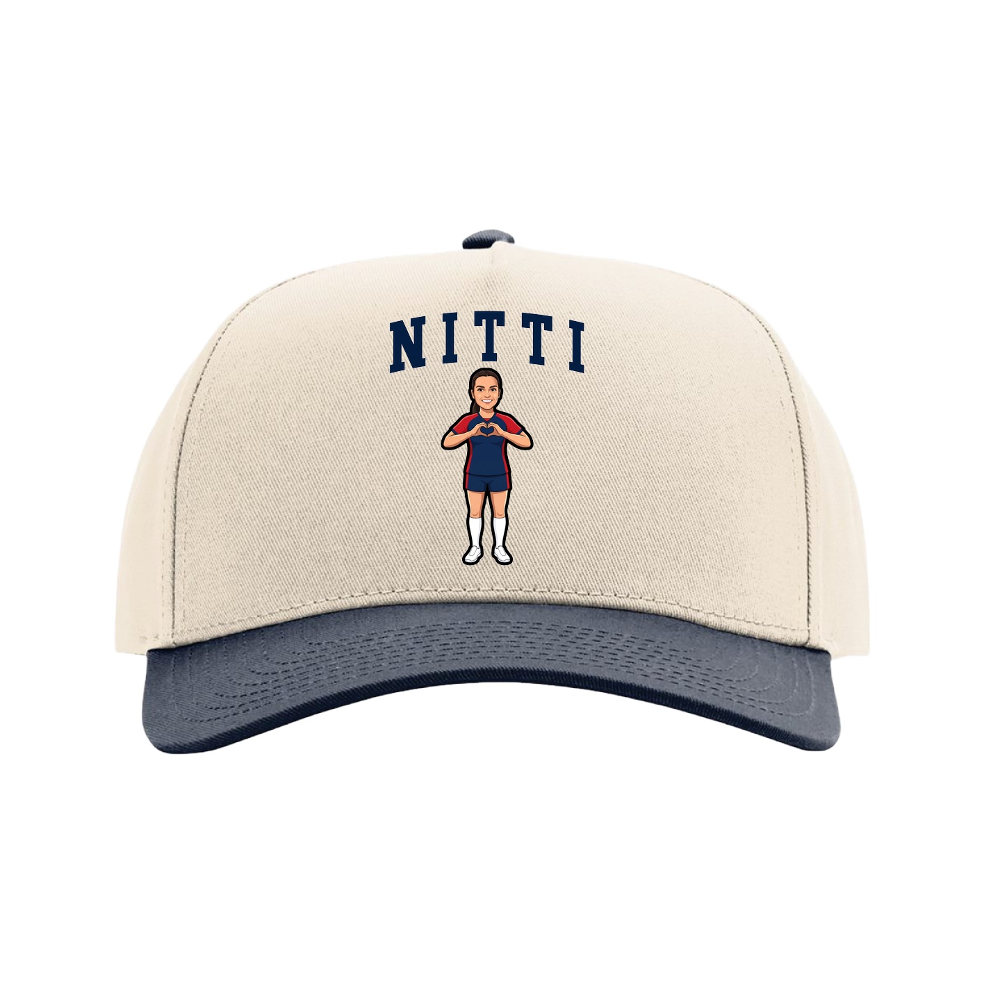 Full Fabric Five-Panel Champ Cap — Shirsey in Cream/Navy
