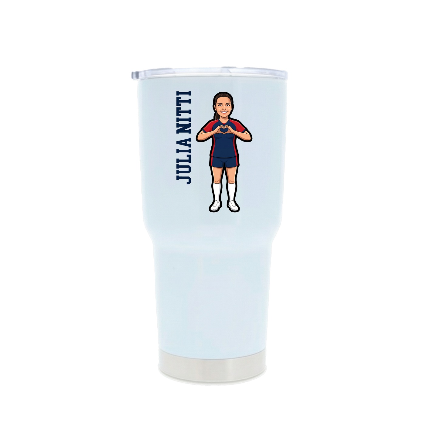 30oz Stainless Steel Tumbler — Name Vertical in White