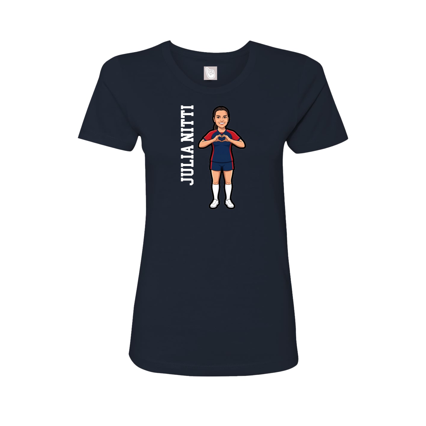 Womens Tee — Name Vertical in Navy