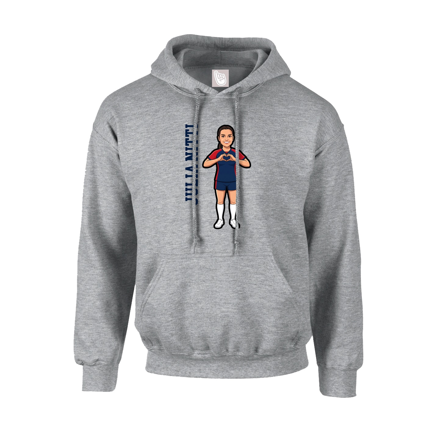 Hoodie — Name Vertical in Grey