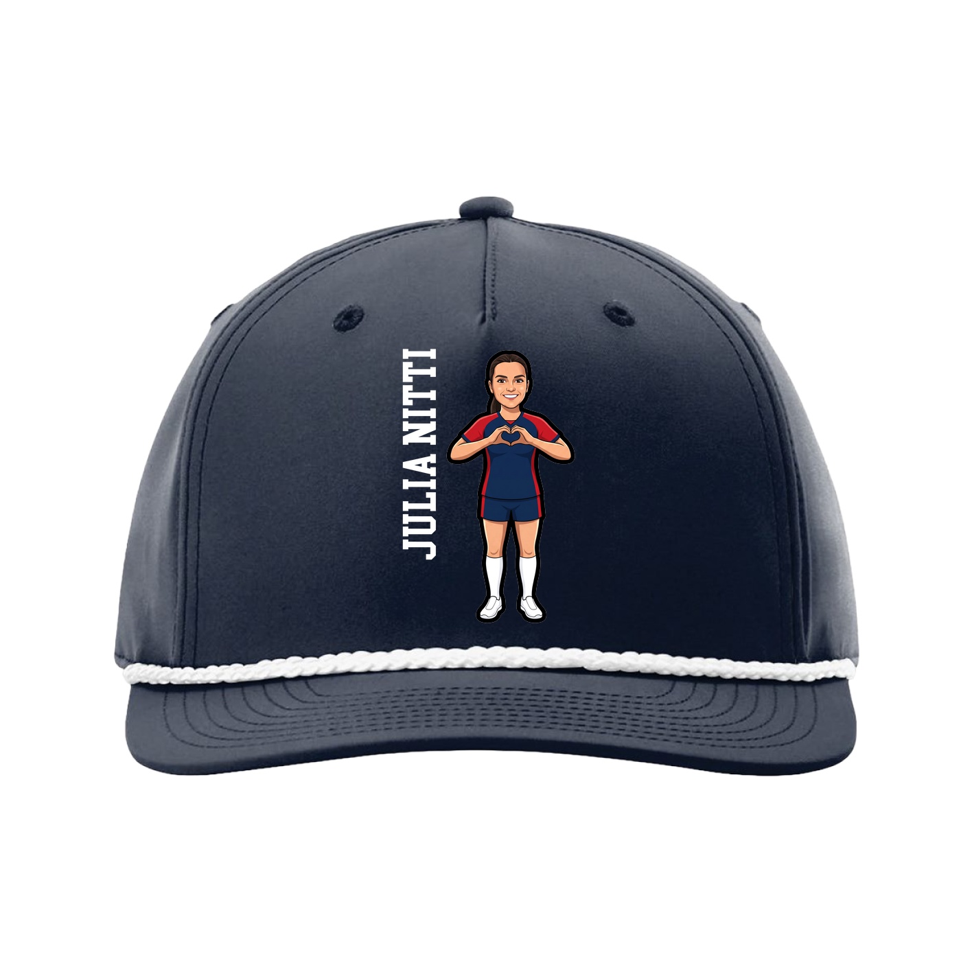 Five-Panel Classic Rope Cap — Name Vertical in Navy