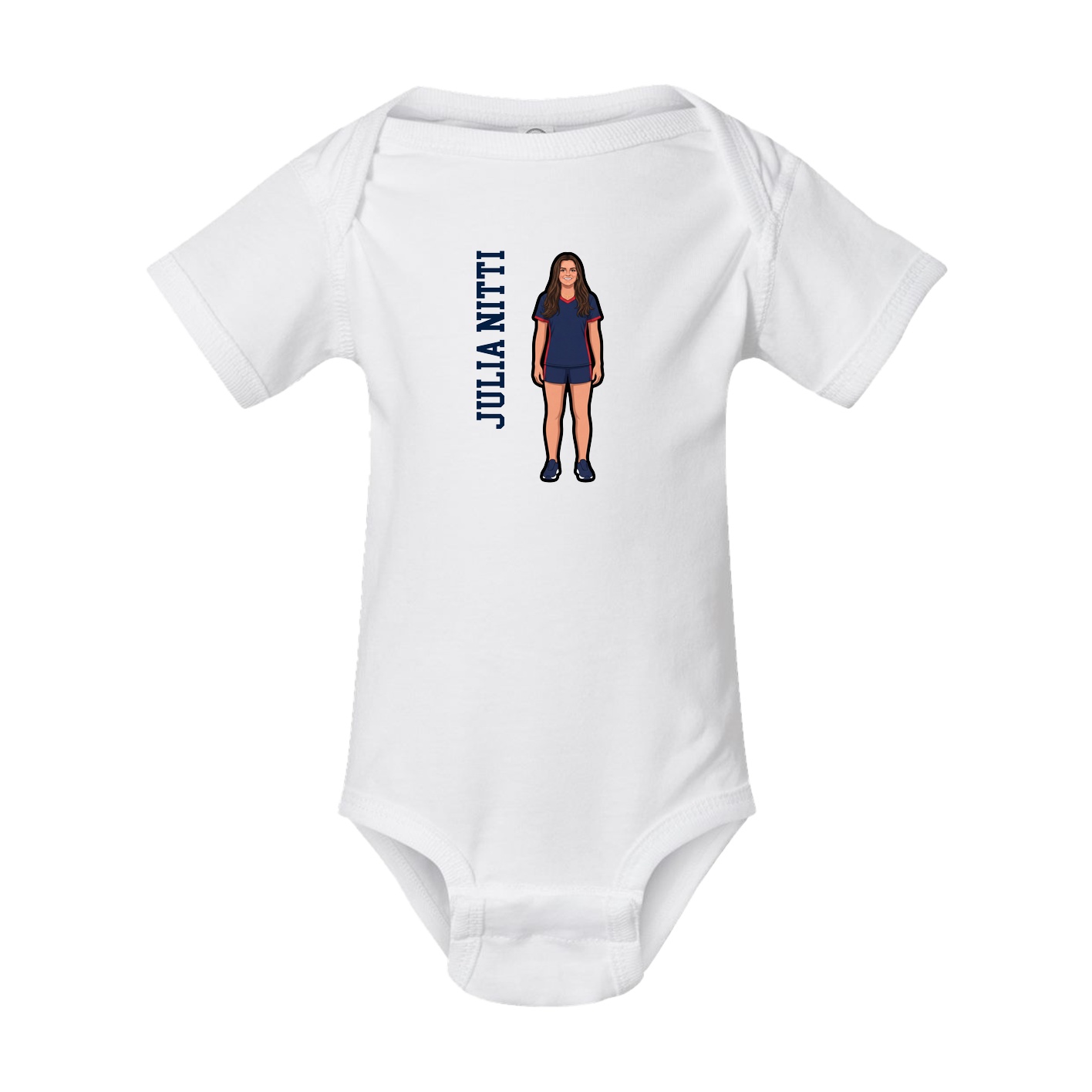 Baby Onesie — Name Vertical in White