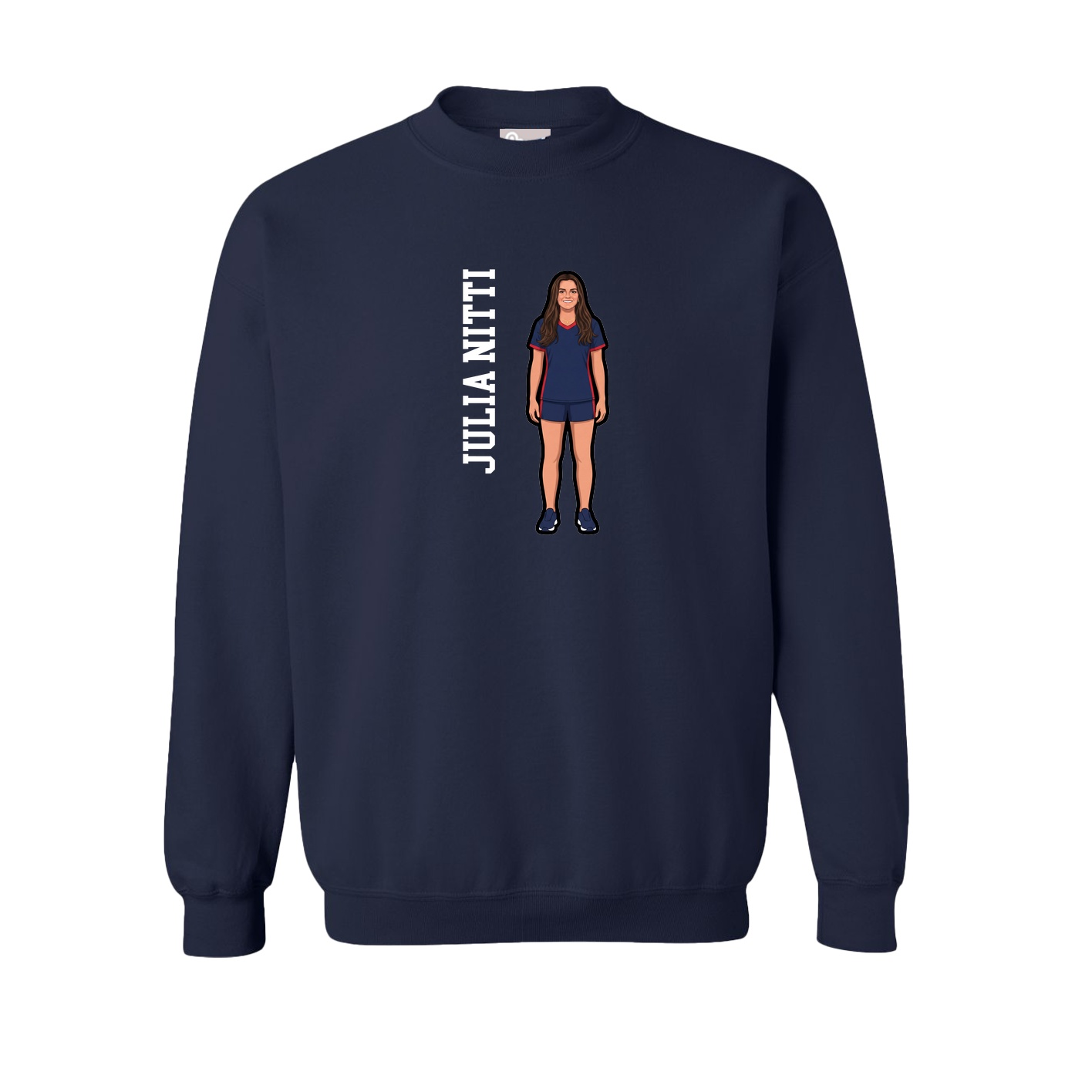 Fleece Crew — Name Vertical in Navy