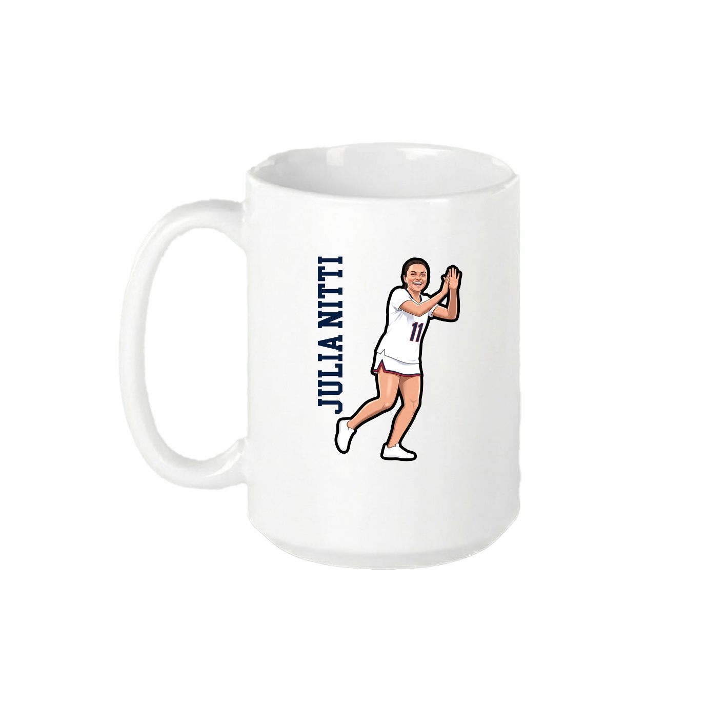 15oz Coffee Mug — Name Vertical in White