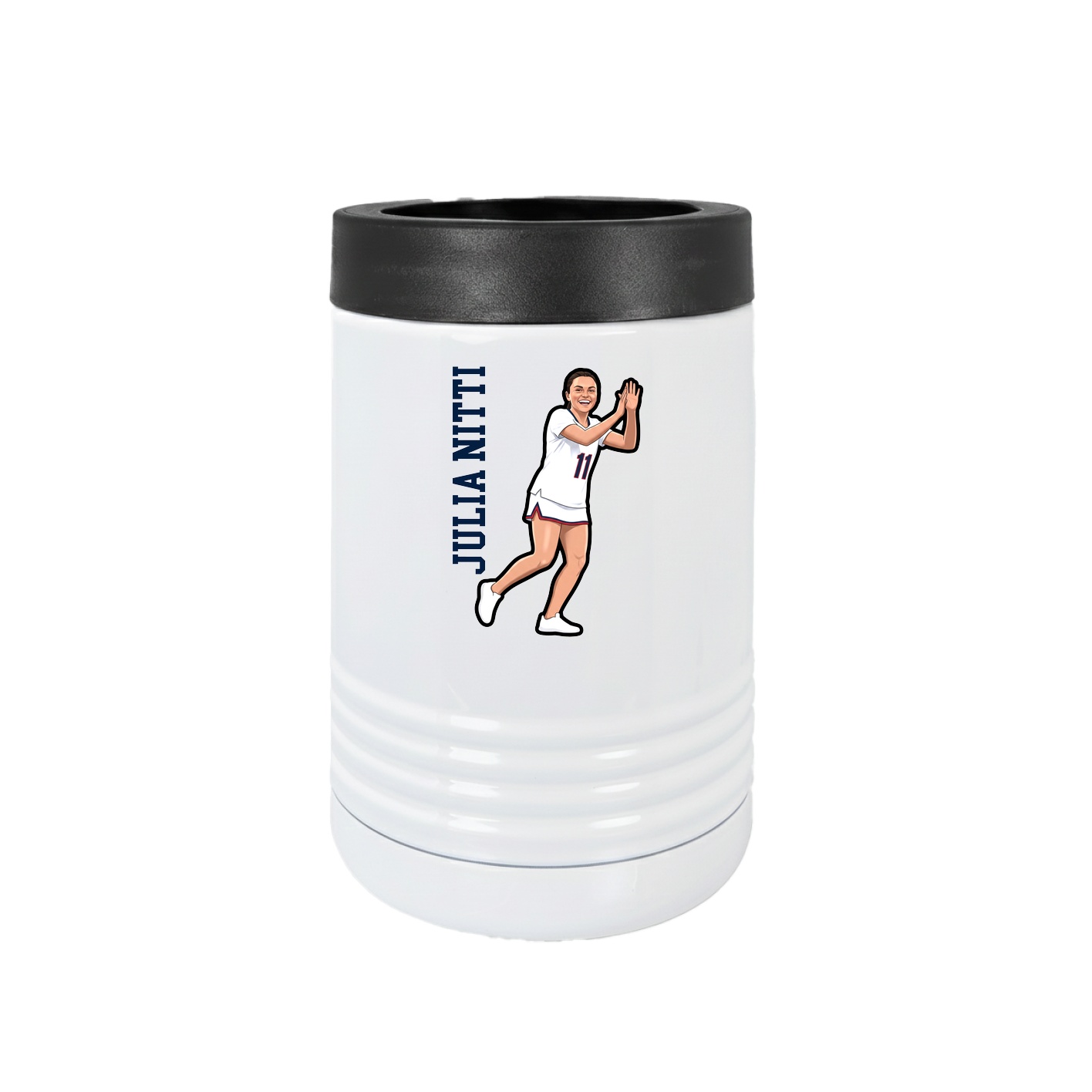 Beverage Holder — Name Vertical in White
