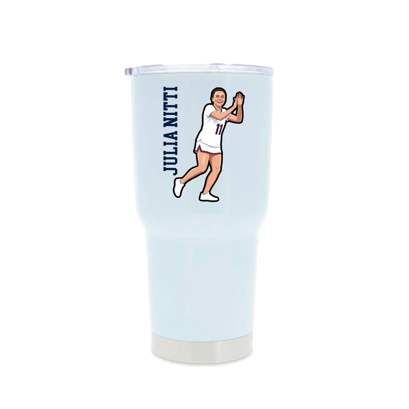 30oz Stainless Steel Tumbler — Name Vertical in White