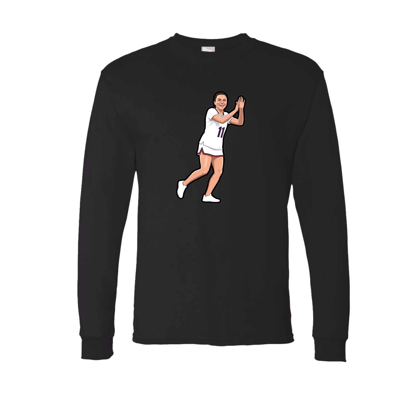 Long Sleeve Tee — Name Vertical in Black