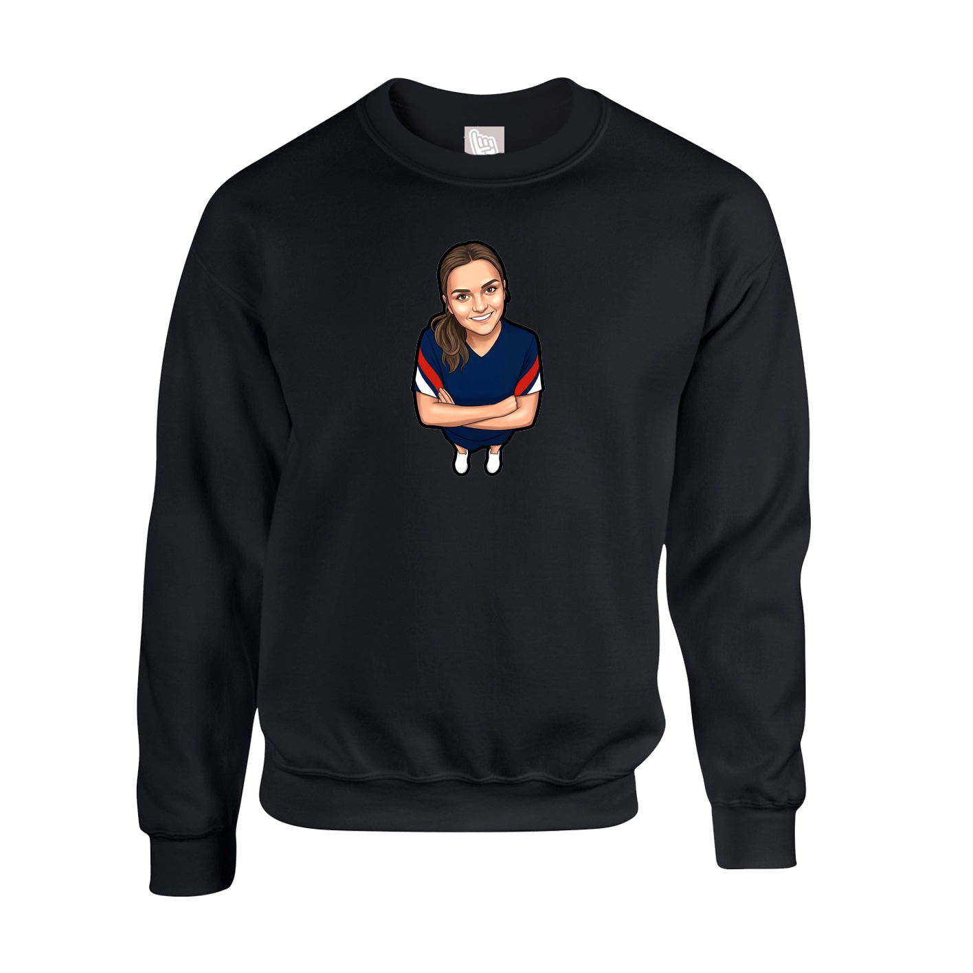 Fleece Crew — Name Vertical in Black