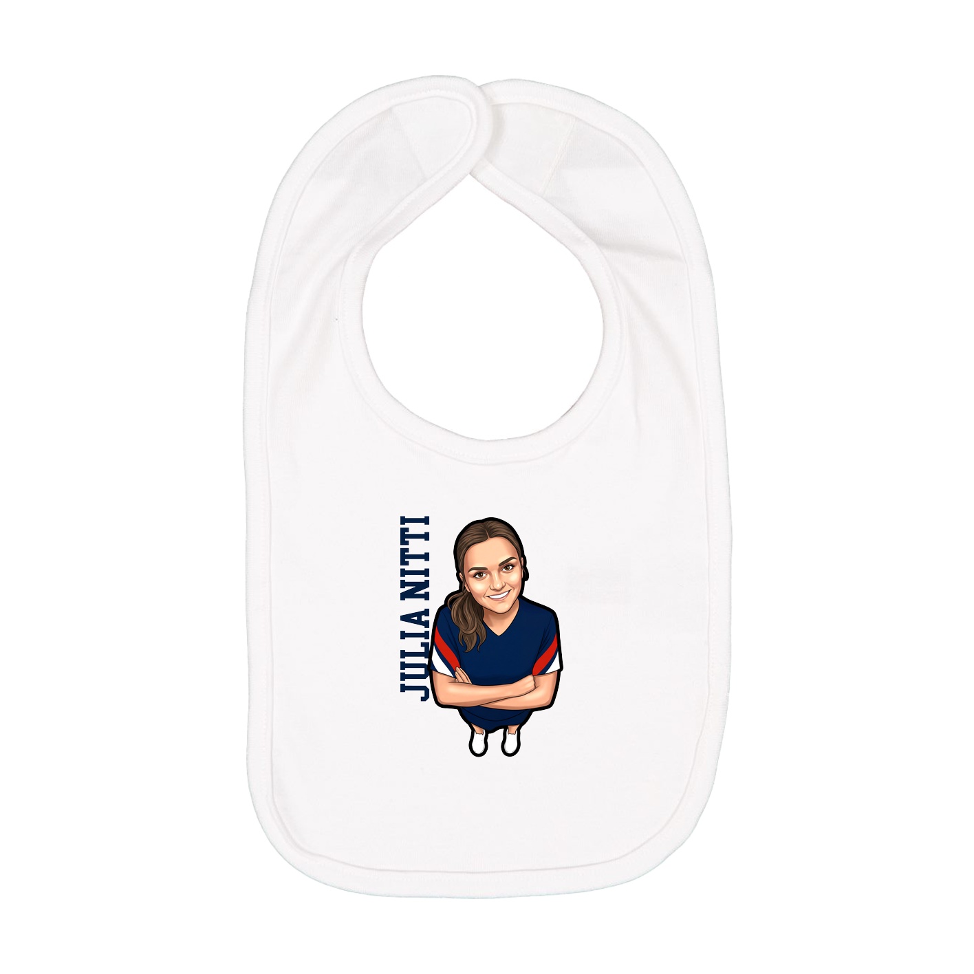 Infant Bib — Name Vertical in White