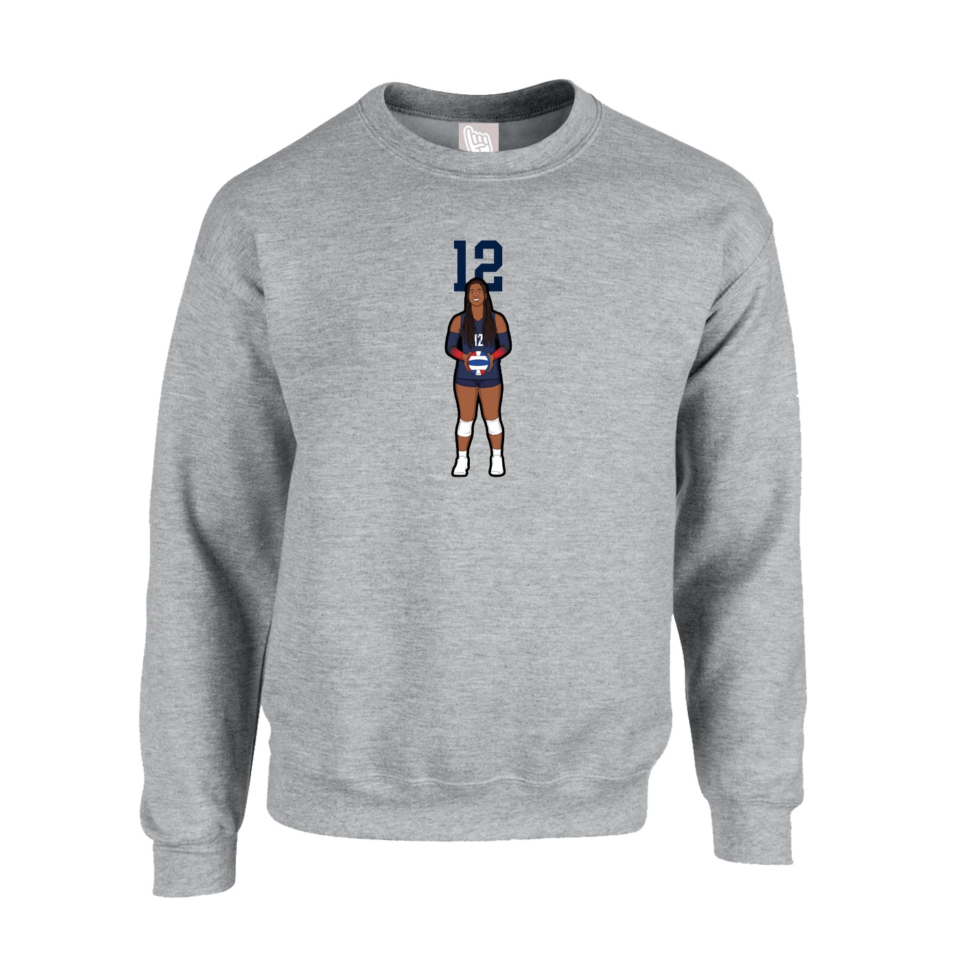 Fleece Crew — Number Top in Grey