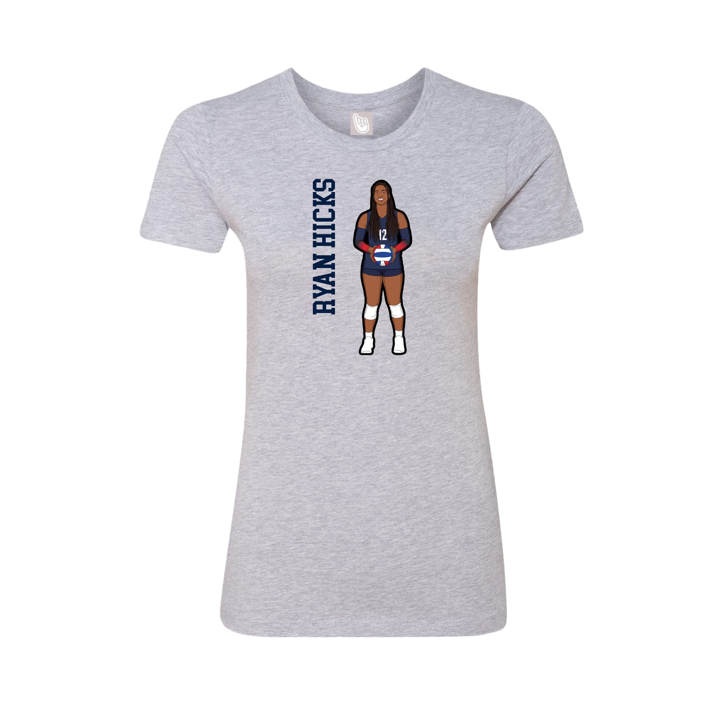 Fitted Women's Tee — Name Vertical in Grey