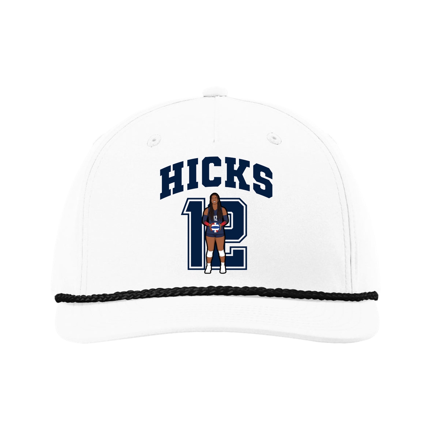 Five-Panel Classic Rope Cap — Number in White