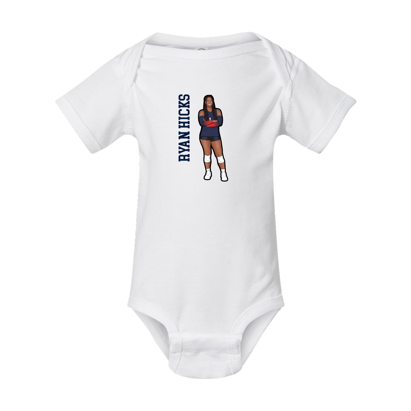 Baby Onesie — Name Vertical in White