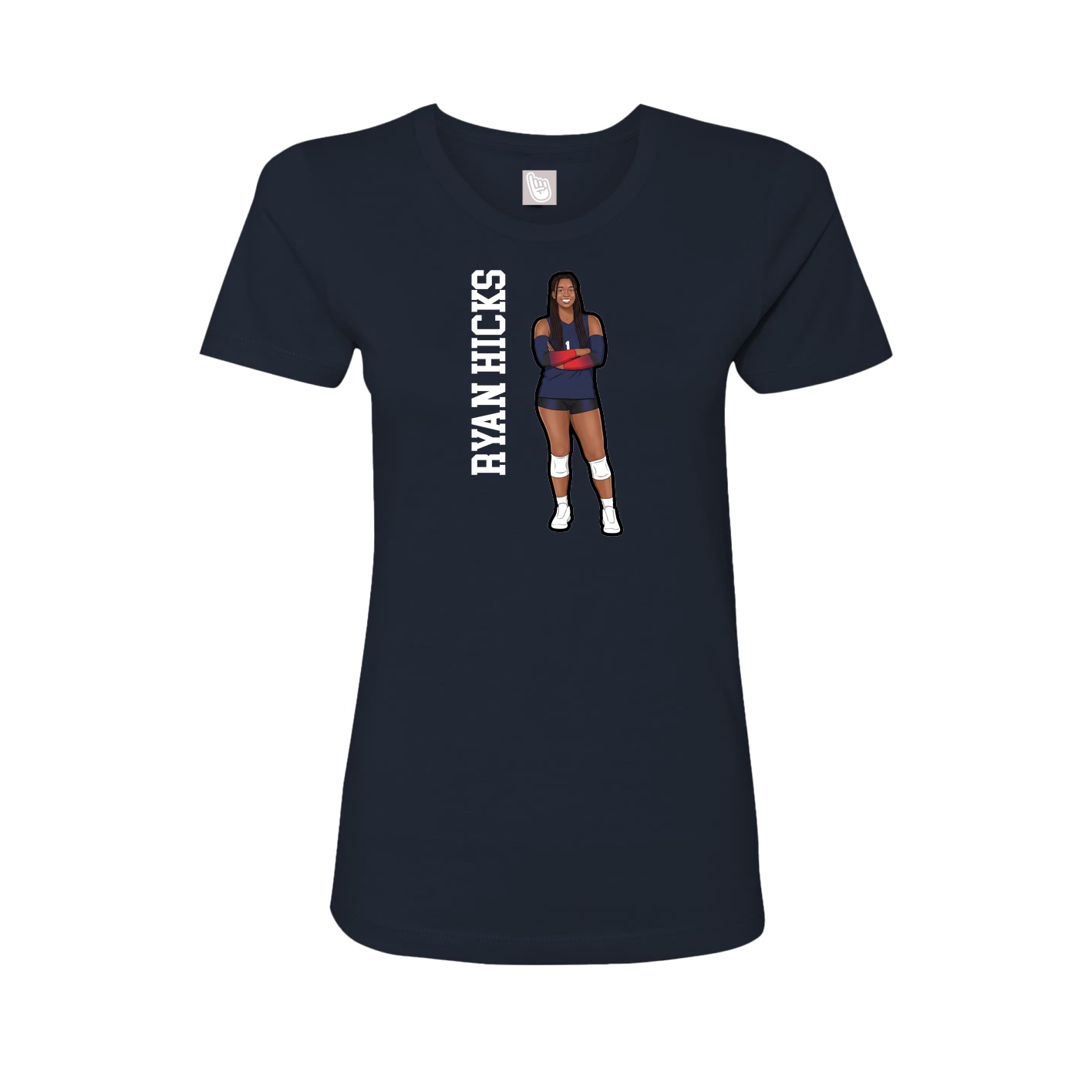 Fitted Women's Tee — Name Vertical in Navy